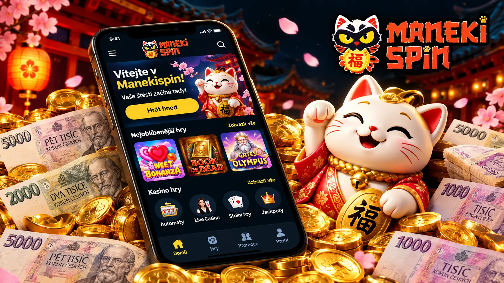 Manekispin app – mobilní kasino pro Android a iOS